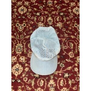 Juicy Couture Light Blue Denim Rhinestone Logo Cap